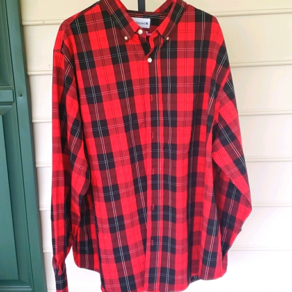 Saddlebred mens long sleeve red plaid shirt, size XXL